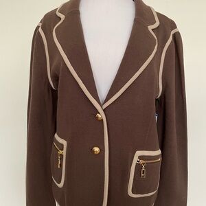Nine West Brown Blazer with Gold Buttons
